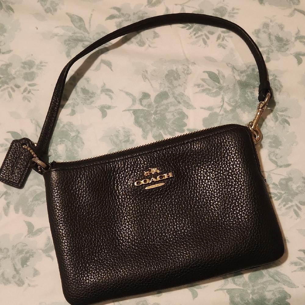 Coach Black Leather Wristlet